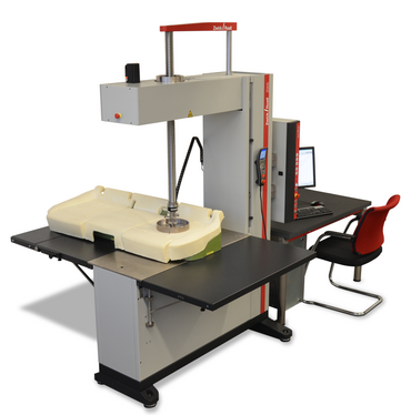 Indentation test on larger molded foam pieces with the cLine Indentation test on larger molded foam pieces with the cLine
